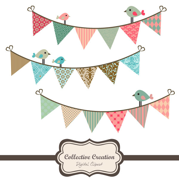 Cute Birds   Bunting Clipart Ideal For By Collectivecreation