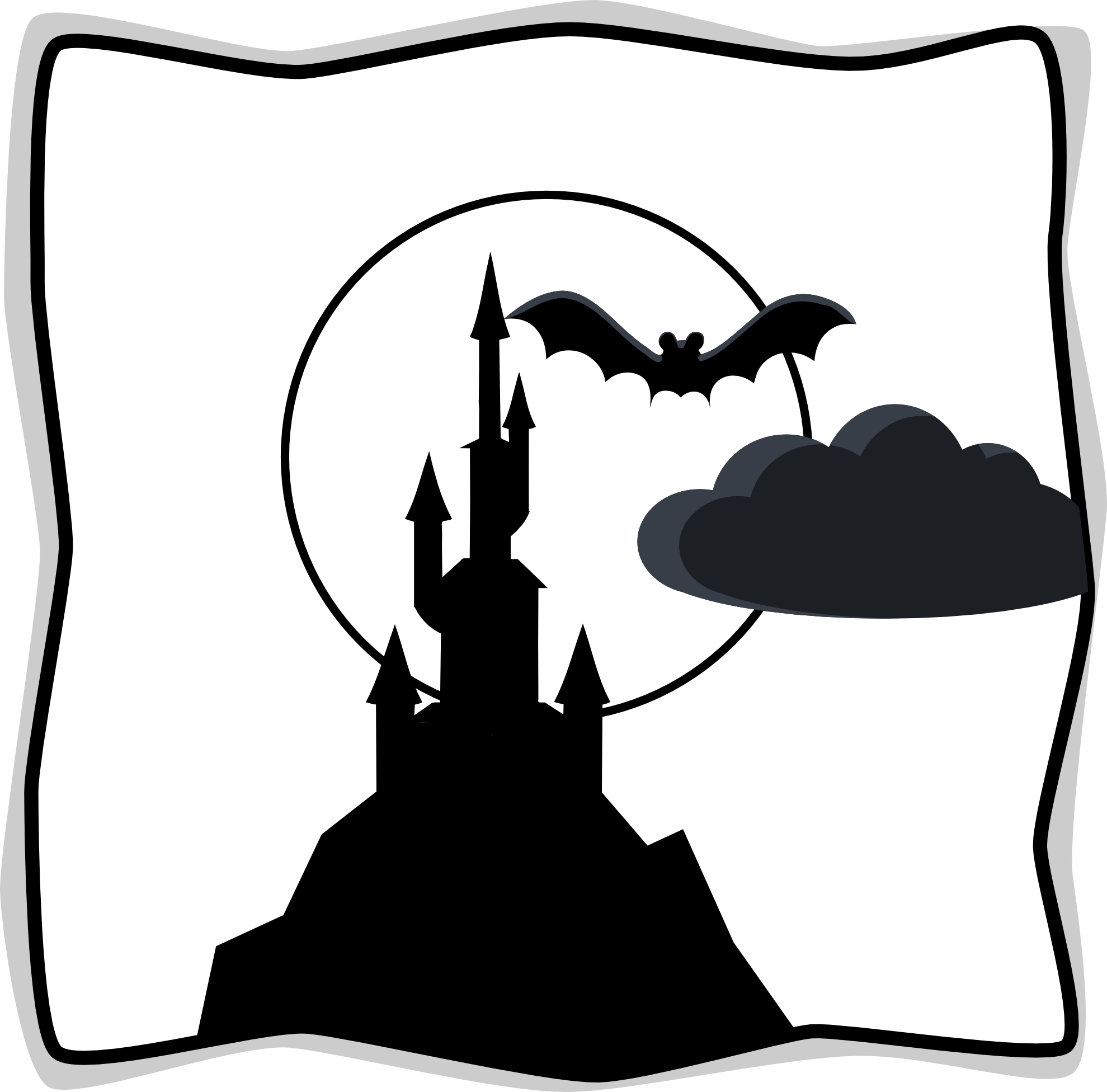 Full Moon Black And White Lemmling Spooky Castle In Full Moon Black