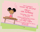 Gymnastics Birthday Invitation Girl Gymnastics Birthday Party Invite    