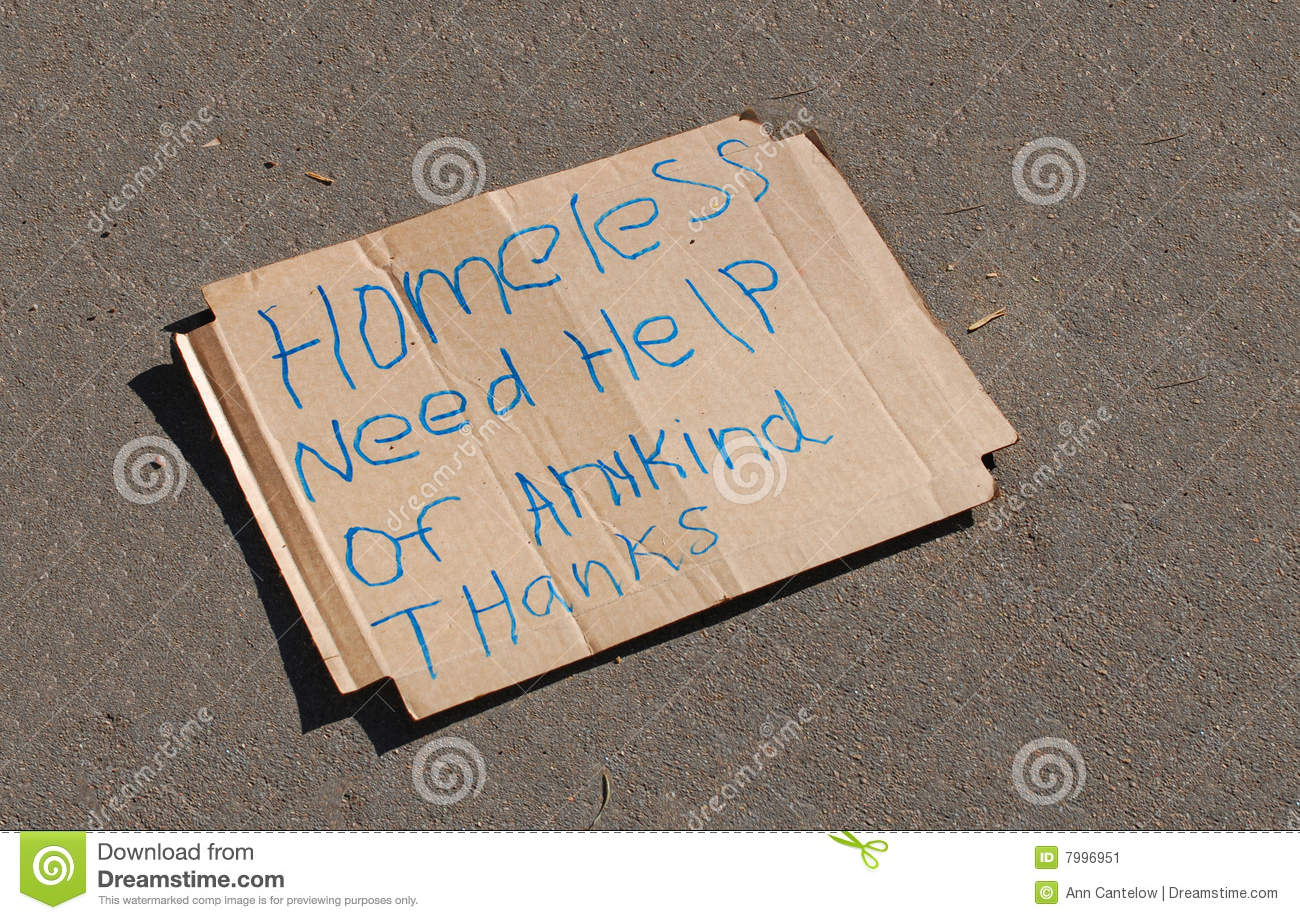 Homeless Sign Stock Image   Image  7996951