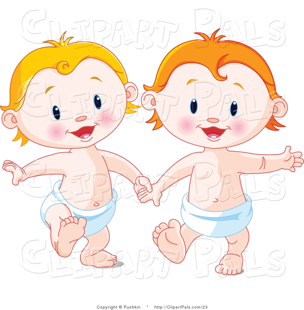 Larger Preview  Pal Vector Clipart Of Happy Babies In Diapers Holding