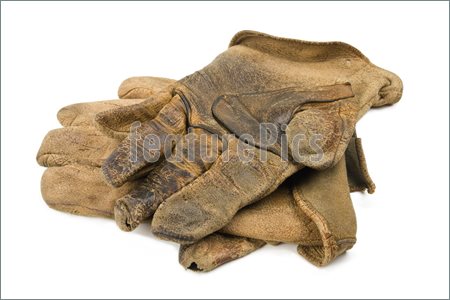     Leather Work Gloves    A Pair Of Well Worn Leather Rancher Style Work