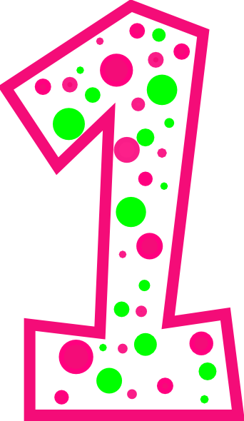 Number 1 Pink And Green Polkadot R  Clip Art At Clker Com   Vector