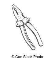 Pliers Isolated On A White Background Line Art Modern Design