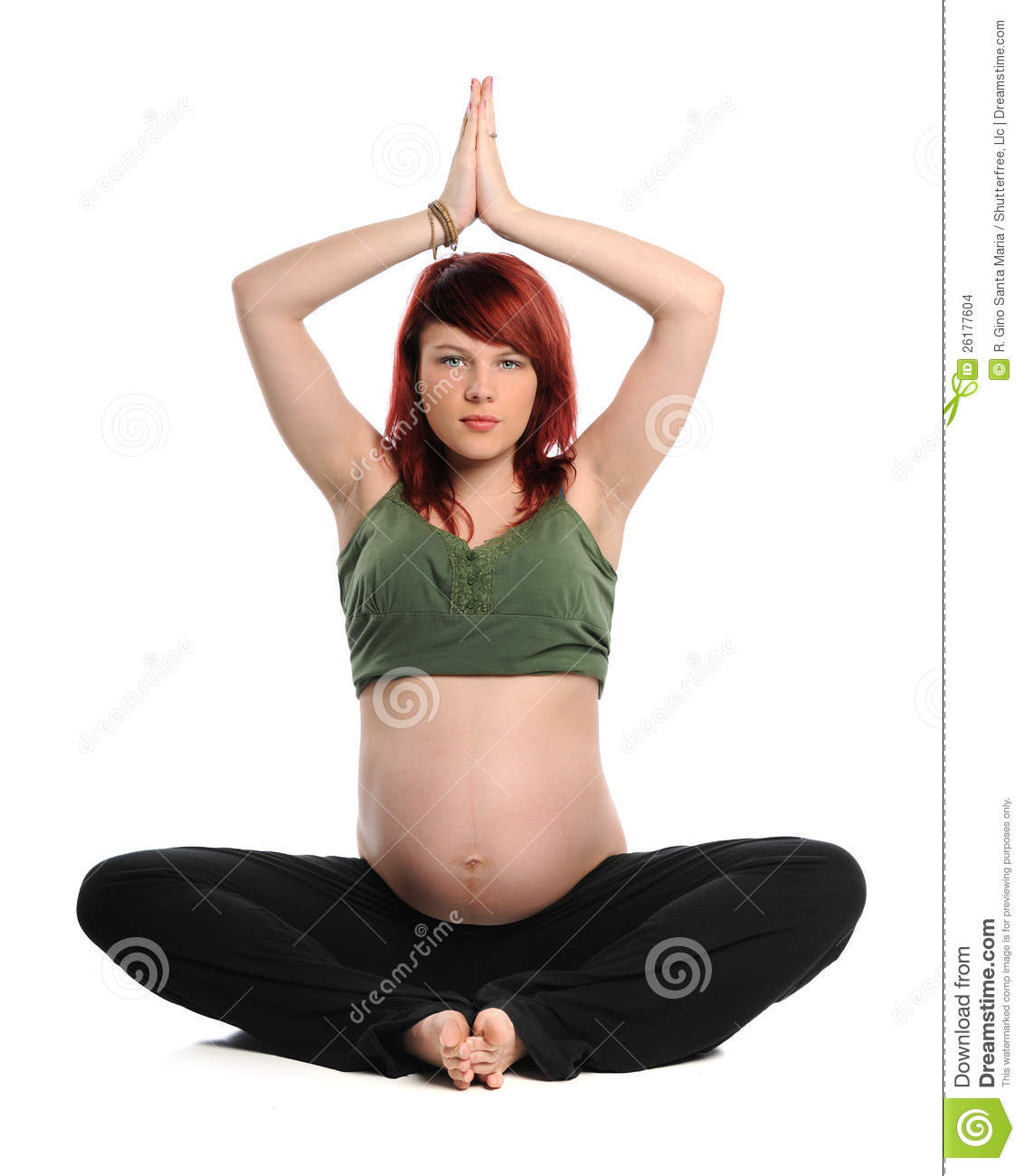 Pregnant Woman Practicing Yoga Stock Images Image