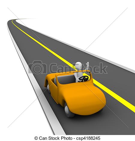 Stock Illustrations Of Man In Cabriolet Car And Empty Road 3d Rendered