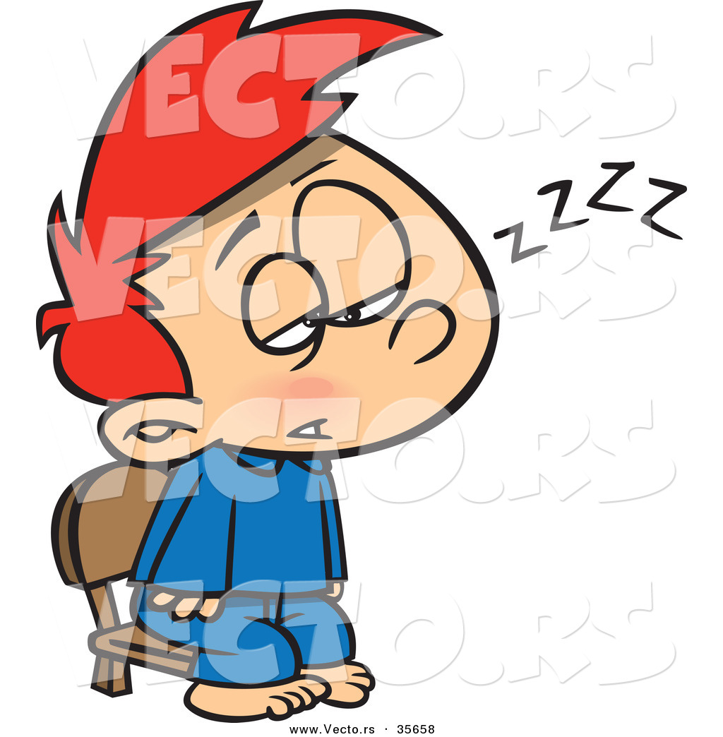Vector Of A Tired Boy Trying To Stay Awake For Santa By Ron Leishman