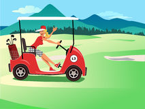 Woman Driving A Golf Cart Royalty Free Stock Photography