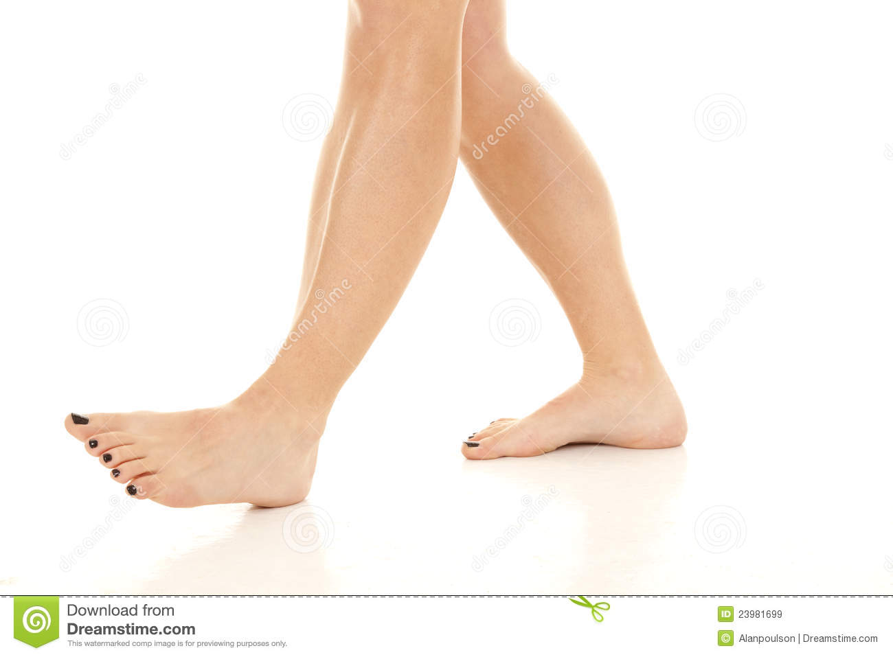 Woman Taking A Walk In Her Bare Feet 