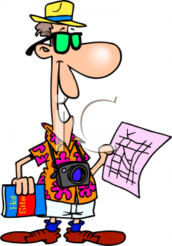 Cartoon Of A Tourist On Vacation Holding A Map   Royalty Free Clip Art