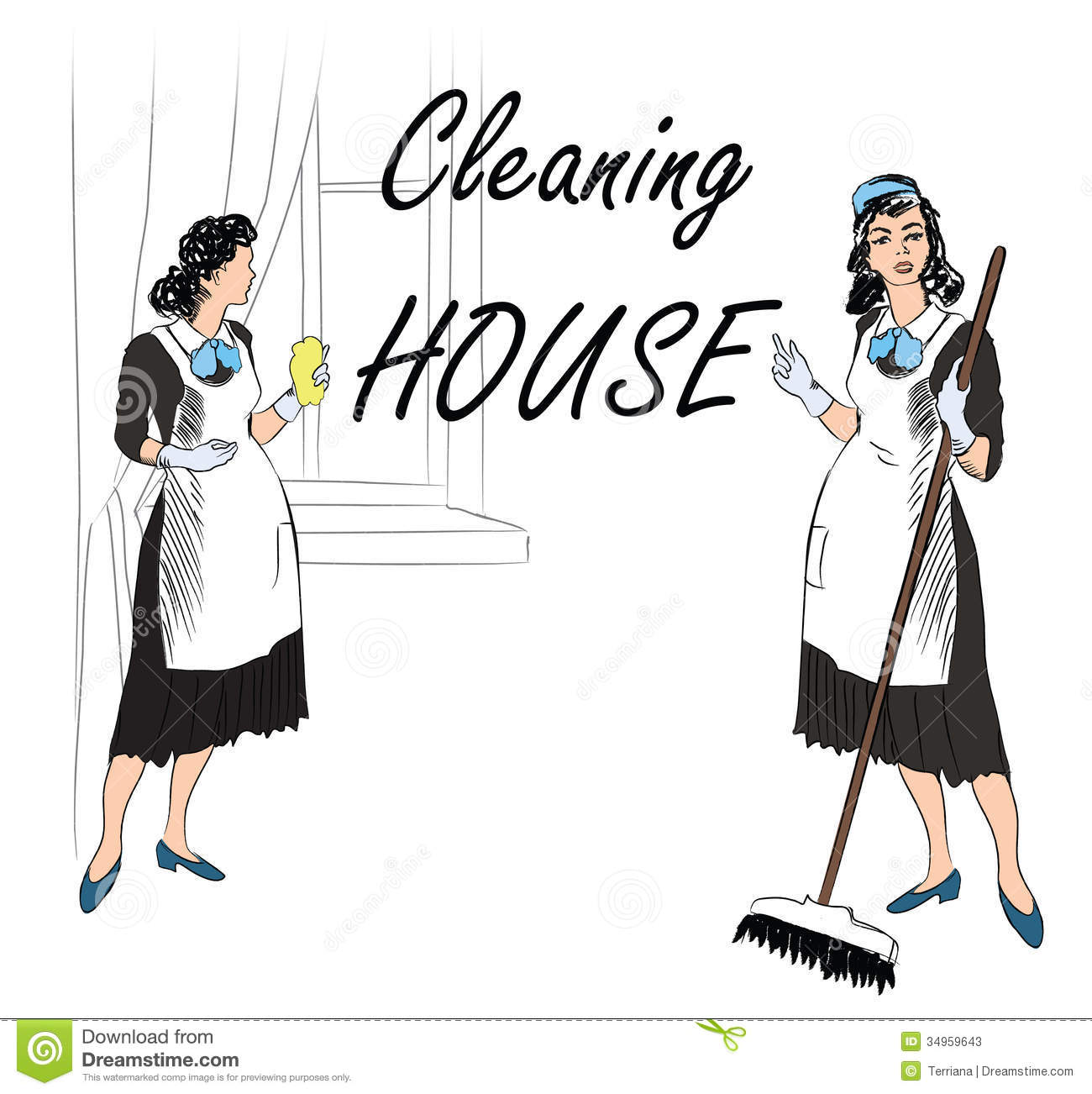 Cleaning Service  Women Cleaning Room  Vector Illustration Of A Maids