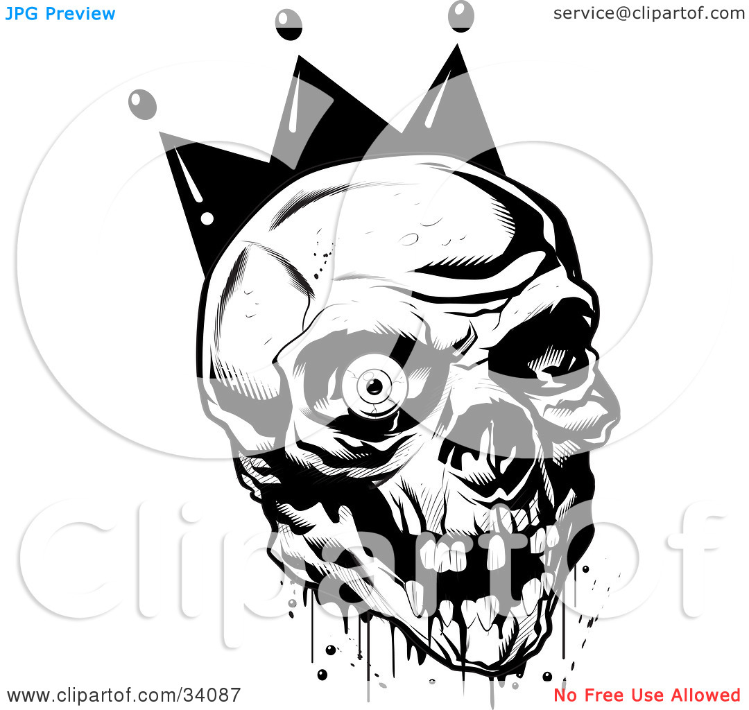 Clipart Illustration Of A Bloody Joker Skull With Missing Teeth And