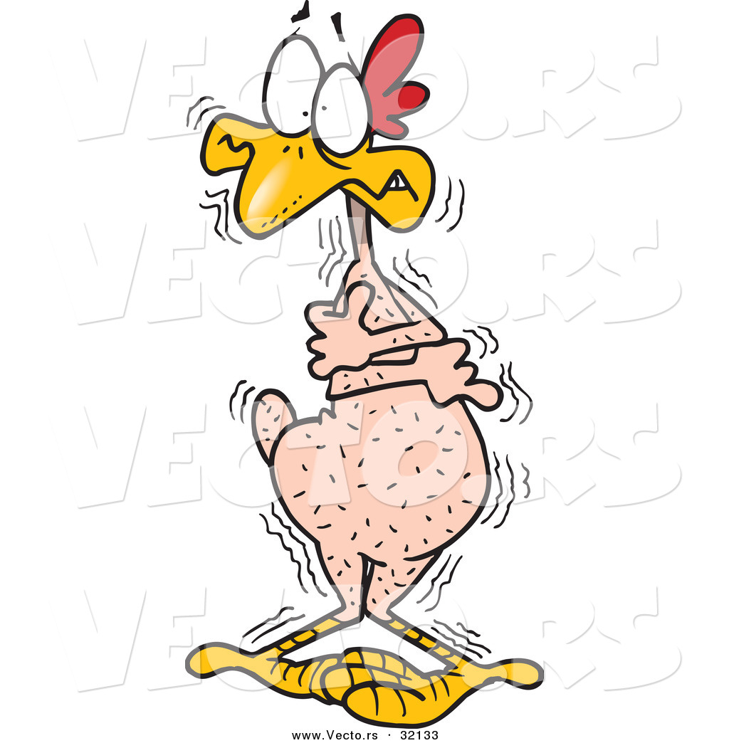 Cold Featherless Cartoon Chicken Shivering By Ron Leishman    32133