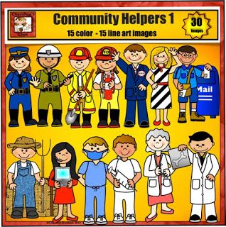 Community Helpers Clip Art Set   Police Officers Fire Fighters Mail