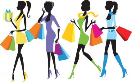 Fashion Shopping Girls Illustration   Icon