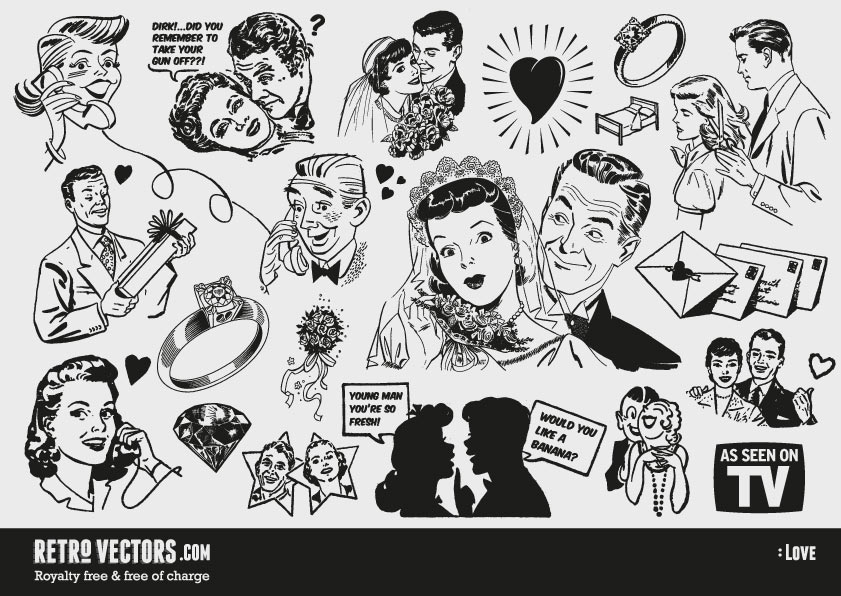 Free  50s Love Themed Clipart   Vintage Vectors   Royalty Free   Free    
