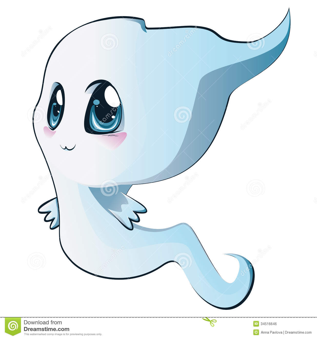 Funny Cute Halloween Ghost On White Background