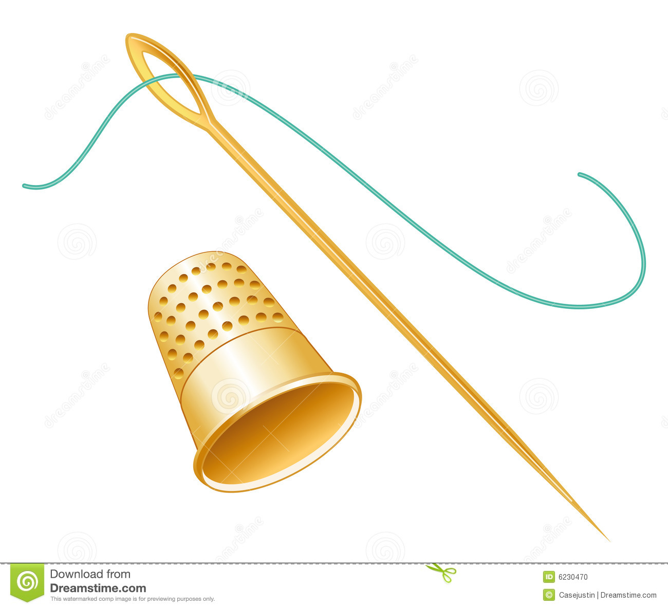 Golden Thimble Needle   Thread Stock Photo   Image  6230470