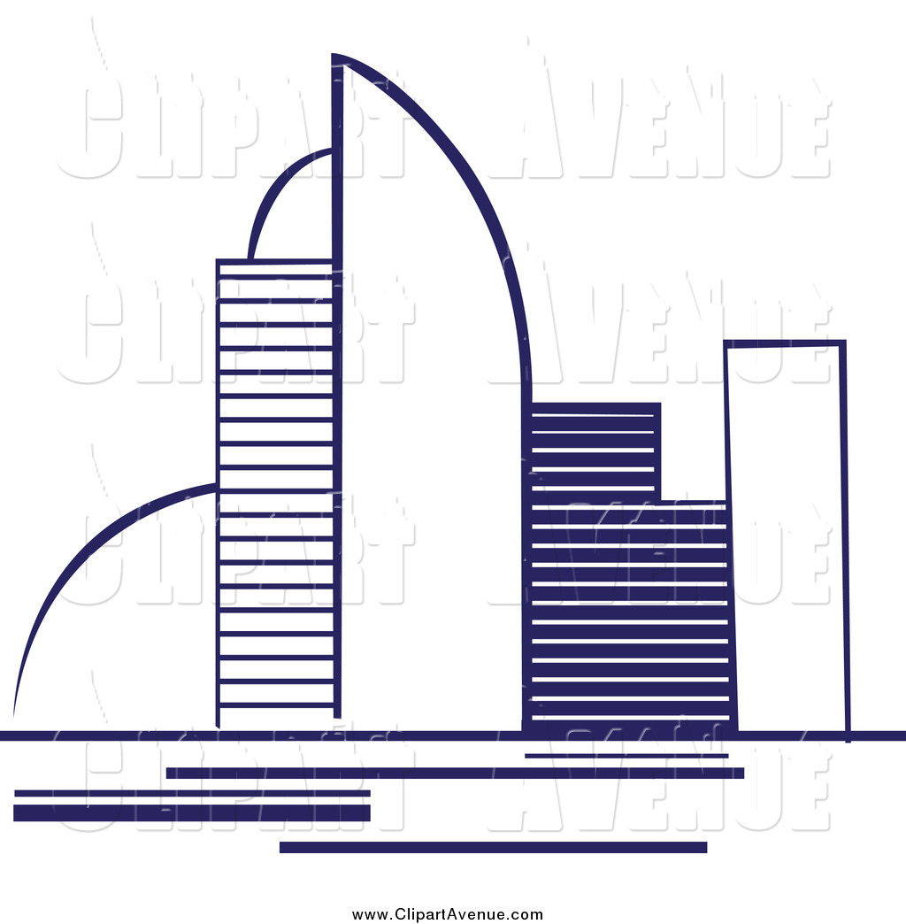 Larger Preview  Avenue Clipart Of A Dark Blue Skyscraper City Skyline