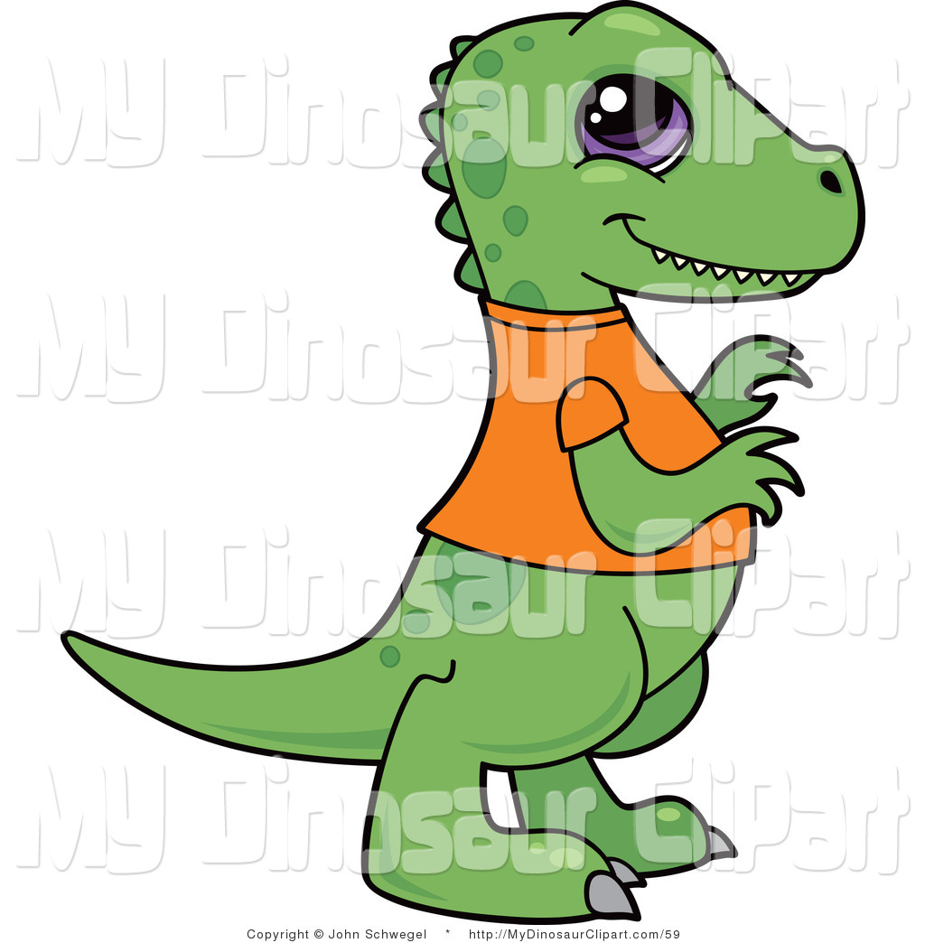 Larger Preview  Clipart Of A Smiling Green Baby T Rex Dinosaur In An