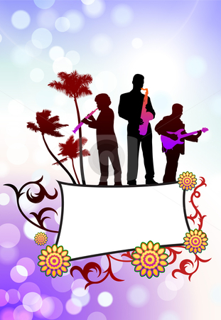 Live Music Band On Tropical Frame Background Stock Vector Clipart    