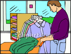 Man Shopping For Clothes   Royalty Free Clipart Picture