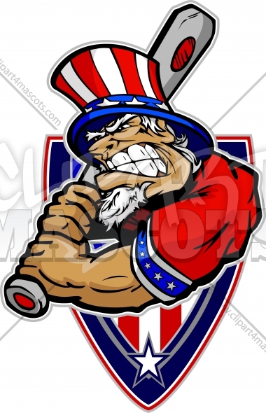 Memorial Day Baseball Player   Uncle Sam Cartoon Clipart Image