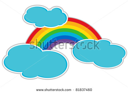 Rainbow And Clouds   Rainbow With Stylized Cloud As Isolated Clipart