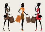 Style And Colors Silhouette Of A Woman Shopping Vintage Style