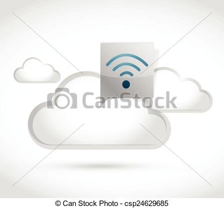 Vector   Clouds And Wifi Message   Stock Illustration Royalty Free
