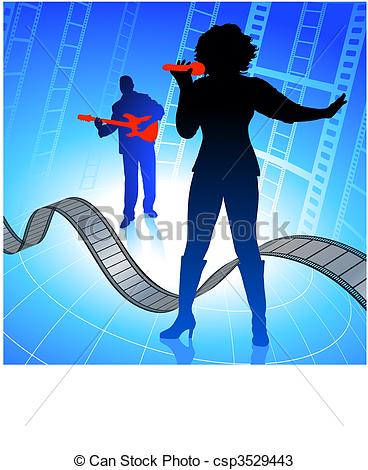 Vectors Of Live Music Band On Internet Film Background Csp3529443    