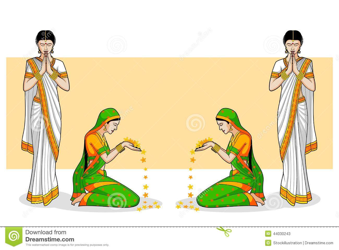 Woman In Welcome Gesture For Indian Festival In Vector