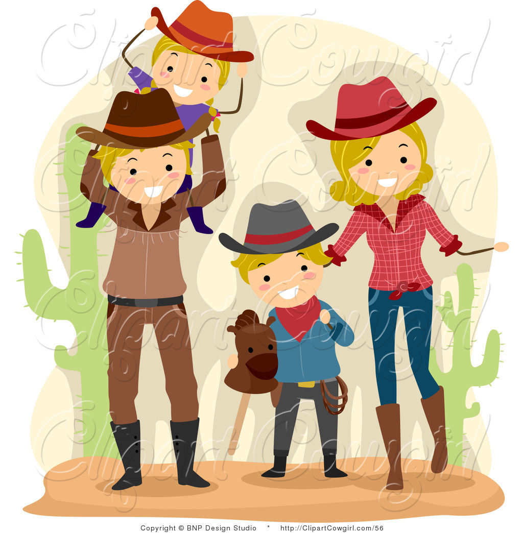 Clipart Of A Happy Smiling Family Dressed As Cowboys By Bnp Design