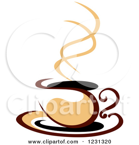 Clipart Of A Tan And Brown Hot Steamy Coffee Cup 10   Royalty Free