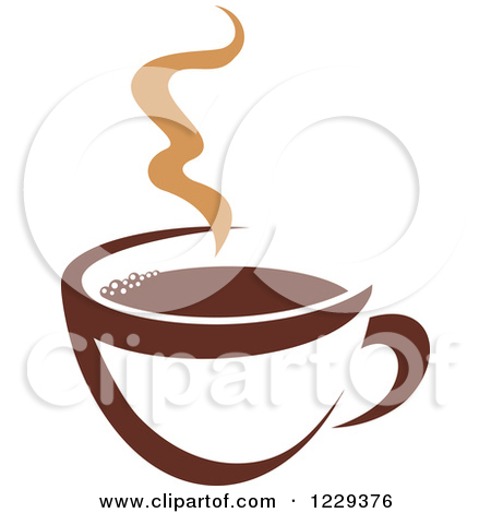 Clipart Of A Tan And Brown Steamy Coffee Cup 5   Royalty Free Vector