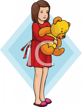 Clipart Picture Of A Little Girl Holding A Teddy Bear