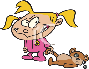 Clipart Picture Of A Mean Little Girl With A Hurt Teddy Bear