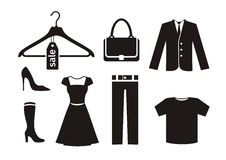 Clothes Icon Set In Black Stock Photography