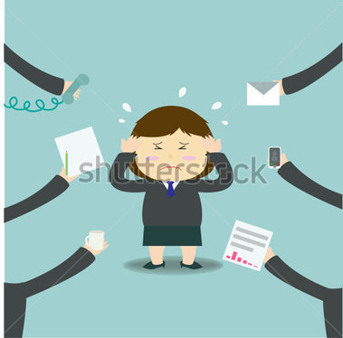 Finance   Illustration Of Busy Business Woman With Too Much Workload