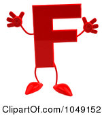 Free Rf Clip Art Illustration Of A 3d Red Letter F Character Jpg