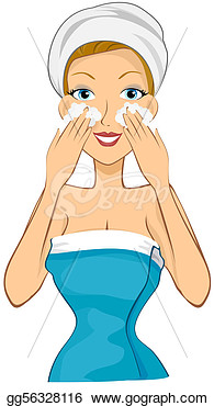 Girl Washing Her Face With Clipping Path  Clip Art Gg56328116