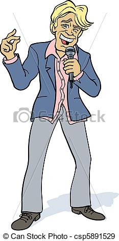 Illustration Of Male Pop Singer   A Male Pop Singer With A Microphone