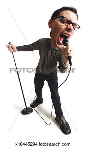 Male Singer As He Grabs The Microphone And Sings To His Hearts Delight