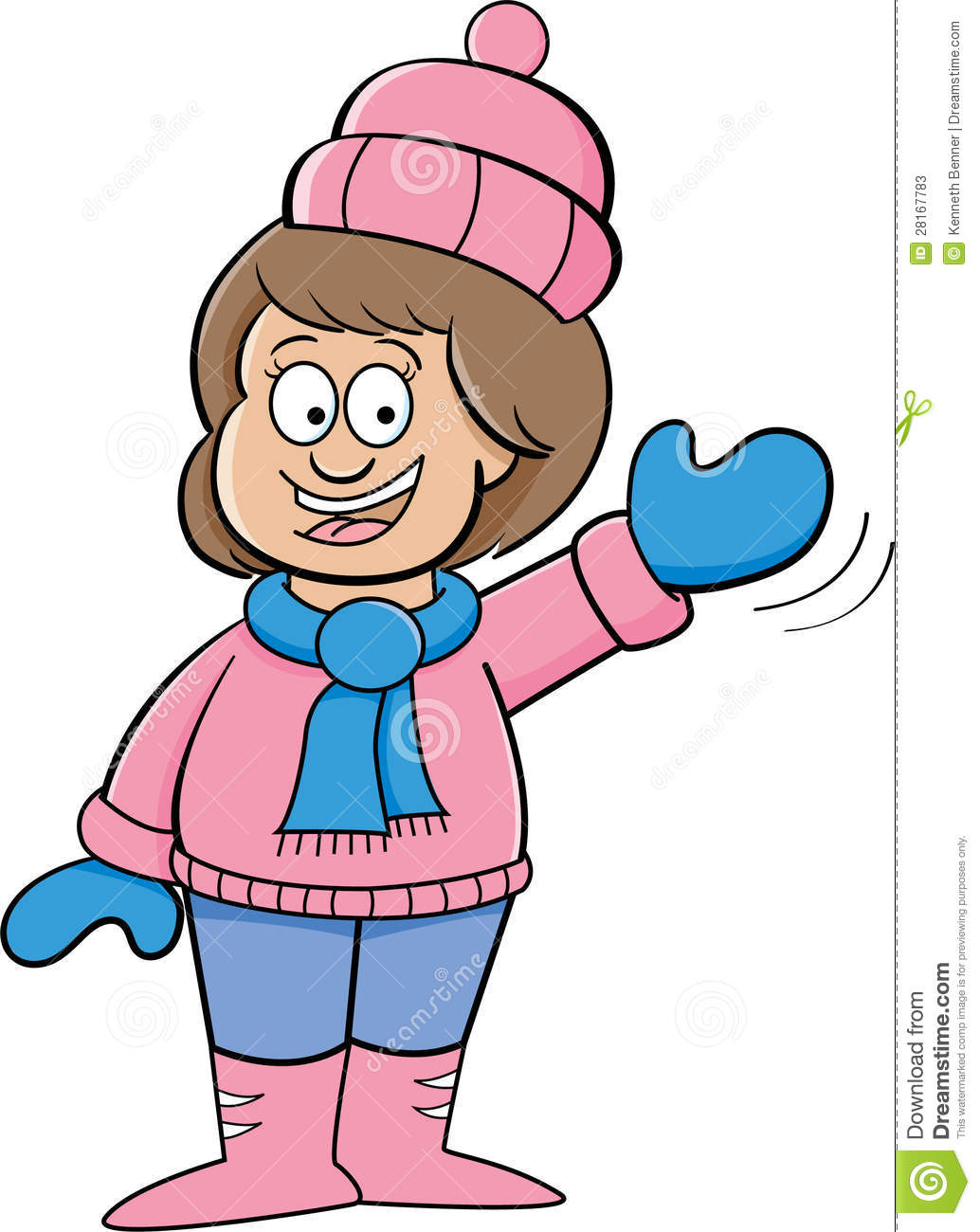 More Similar Stock Images Of   Cartoon Girl In Winter Clothes Waving