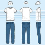Shirt Jeans Set Front Back Side Views Men S Clothing Blank Templates