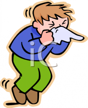 Sick Boy Blowing His Nose   Royalty Free Clip Art Picture