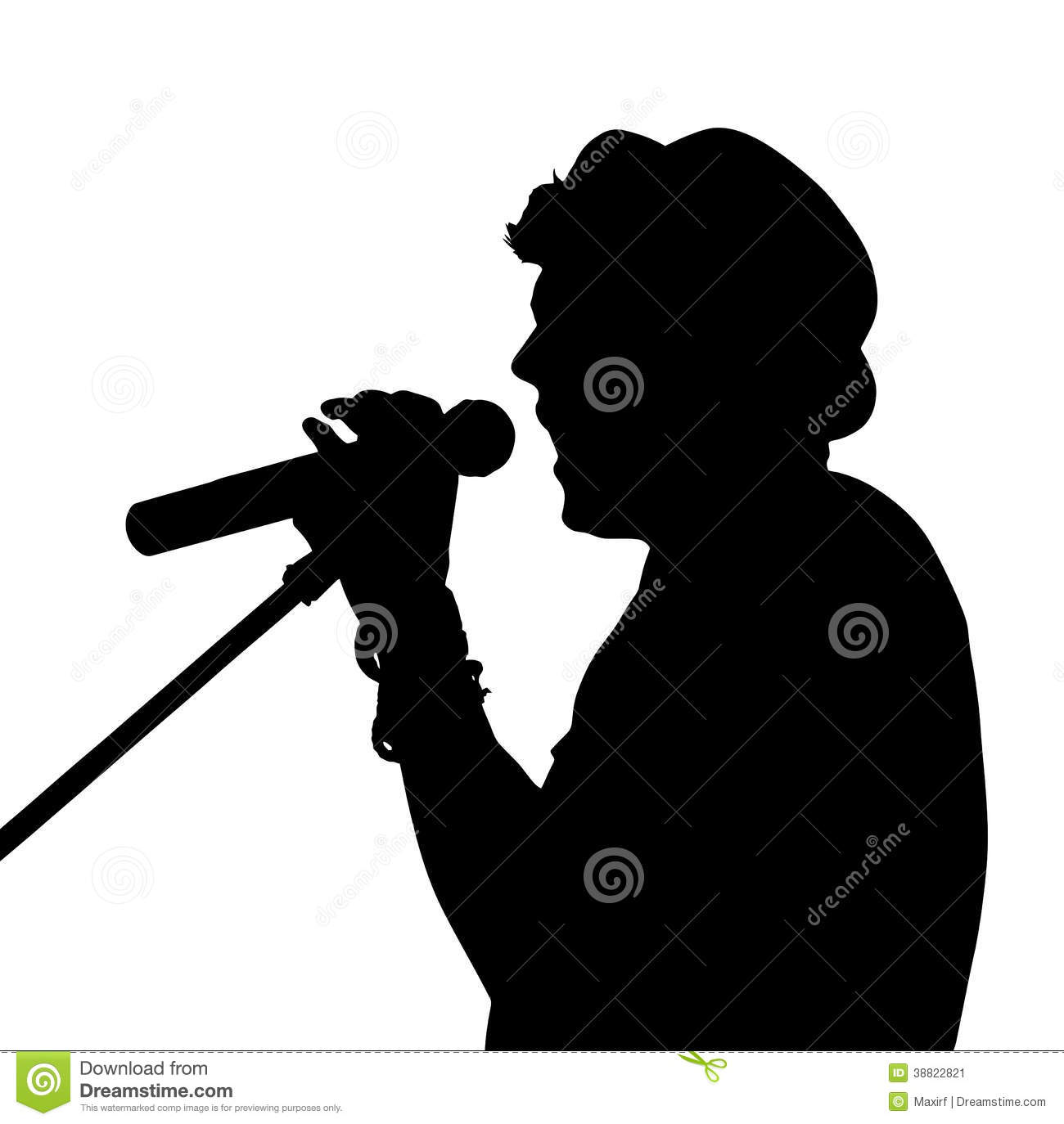 Single Male Pop Singer With Microphone Silhouette 