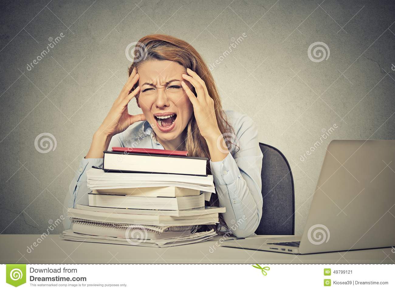 Sitting At Desk With Books Computer Stock Photo   Image  49799121