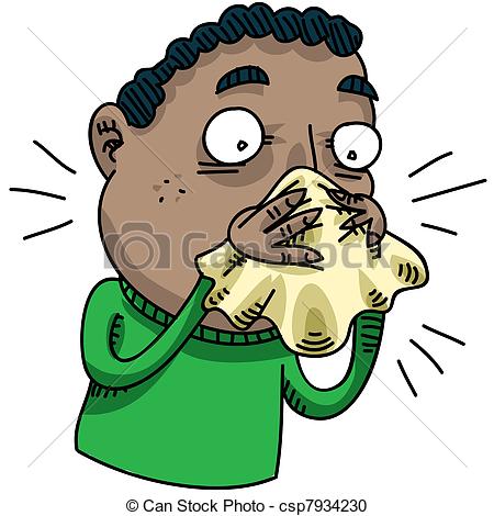 Stock Illustration Of Man Blowing Nose   A Cartoon Man Blows His Nose