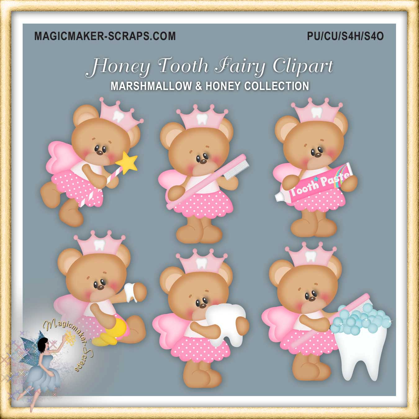Tooth Fairy Clipart Teddy Bear By Magicmakerscraps On Etsy